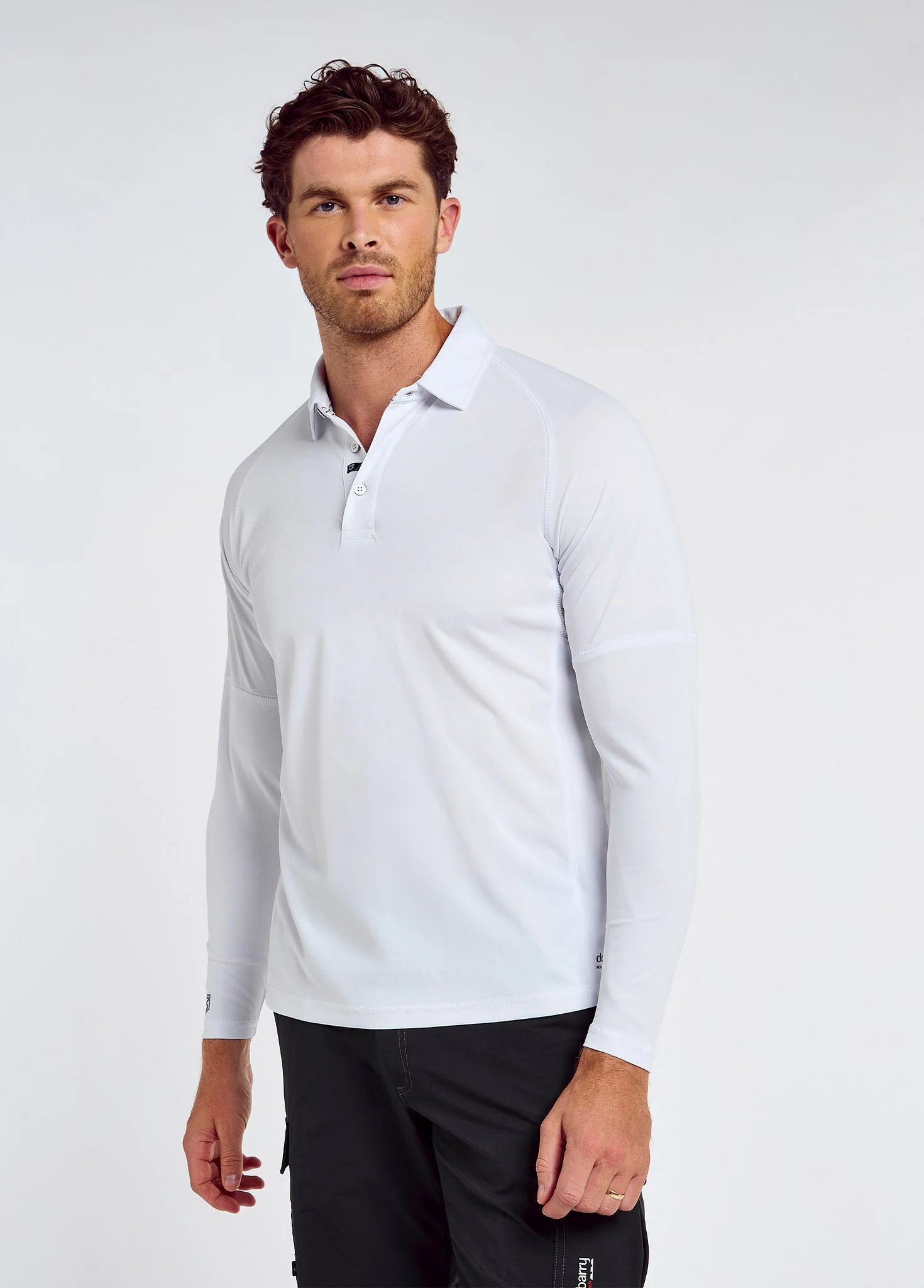 Piraeus Men's Long Sleeve Technical Polo - White - Image 3
