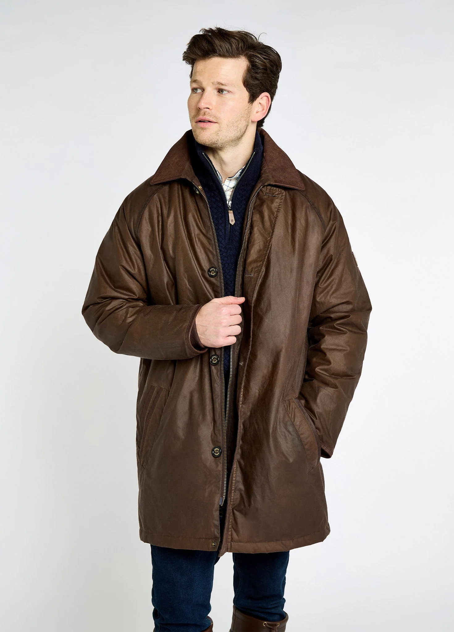 Prospect Men's wax cotton coat - Café - Image 3