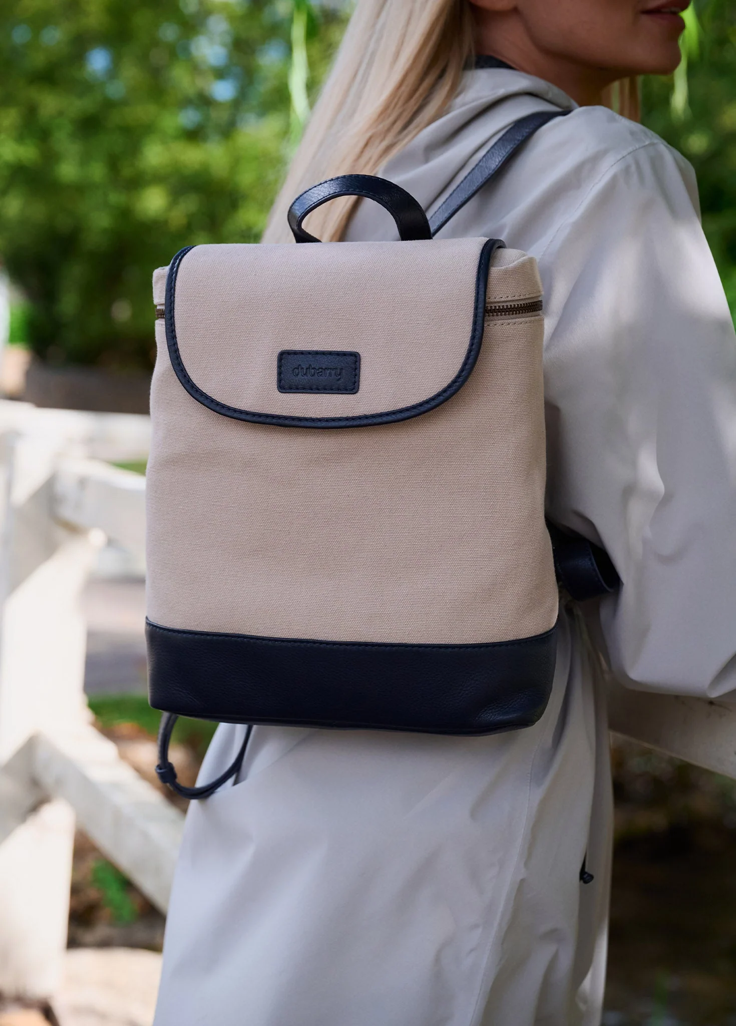 Rosegreen Women’s Canvas backpack with leather trimming - Navy - Image 2