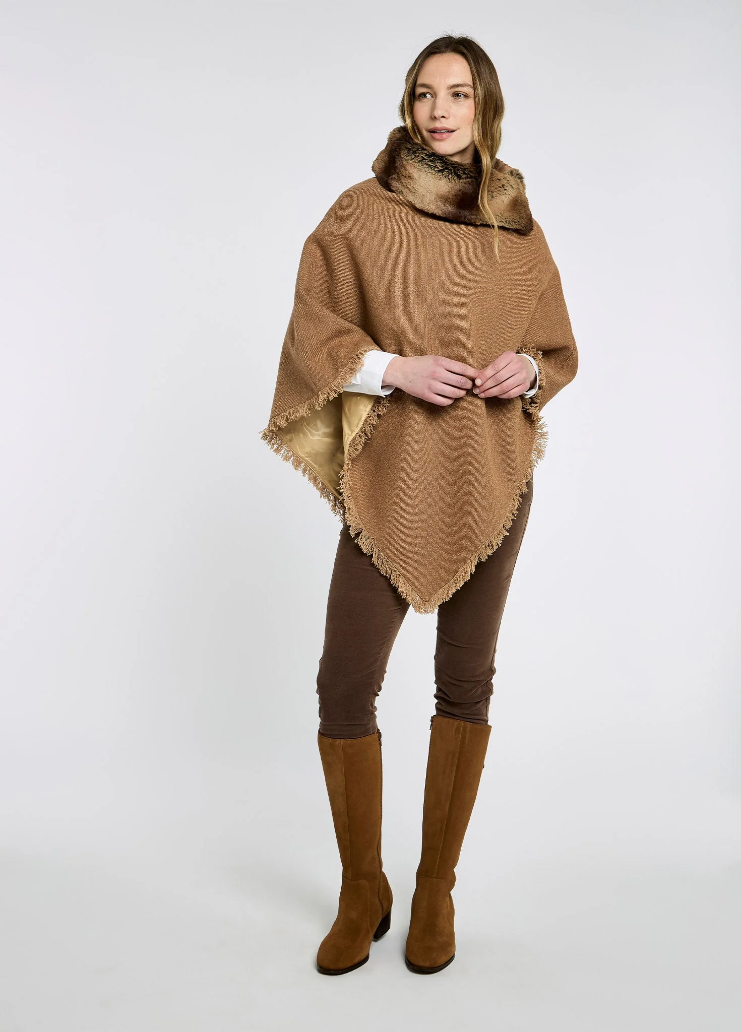 Silverfir Tweed Poncho - Camel Twill - Image 2