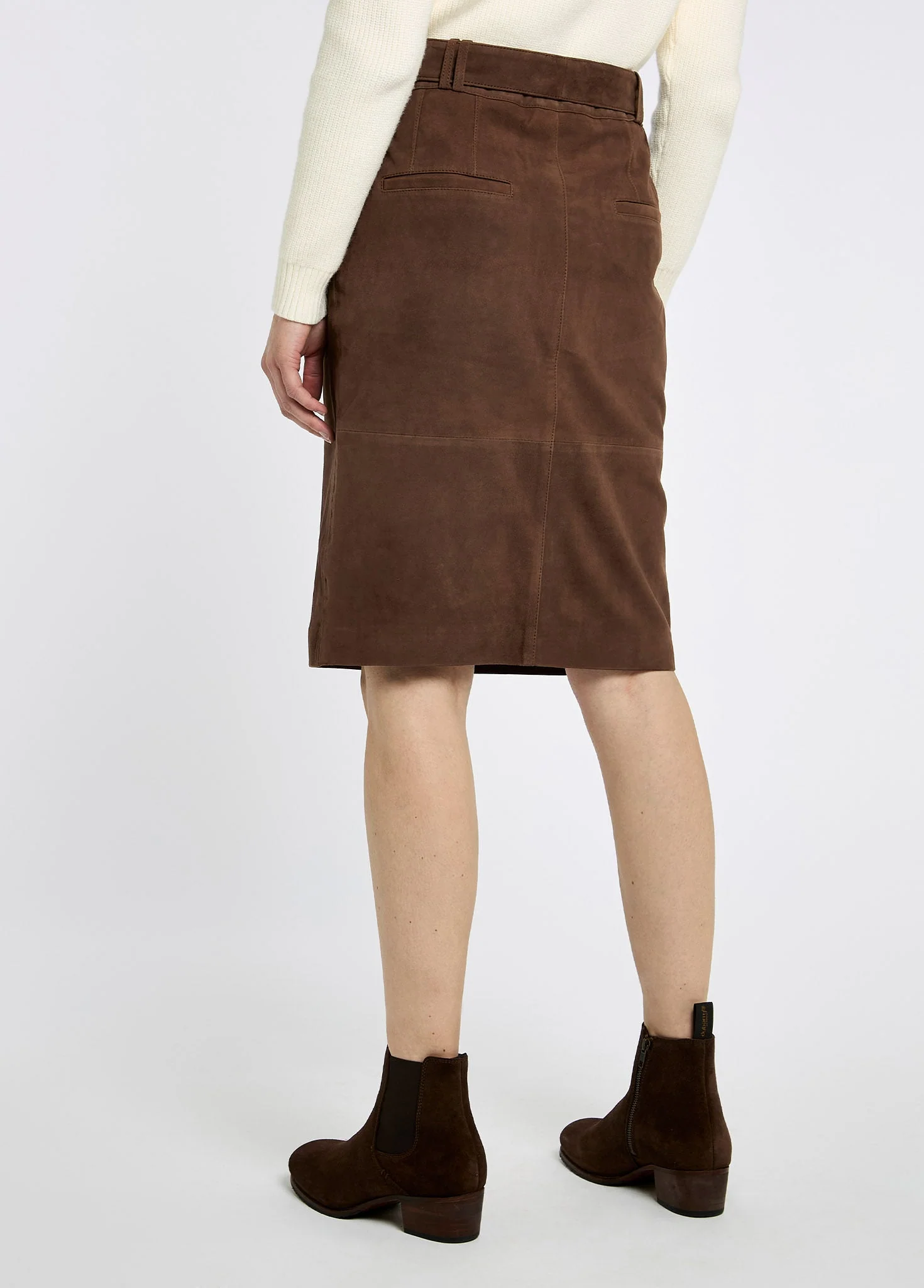 Sullivan Knee-length belted suede skirt - Walnut - Image 5