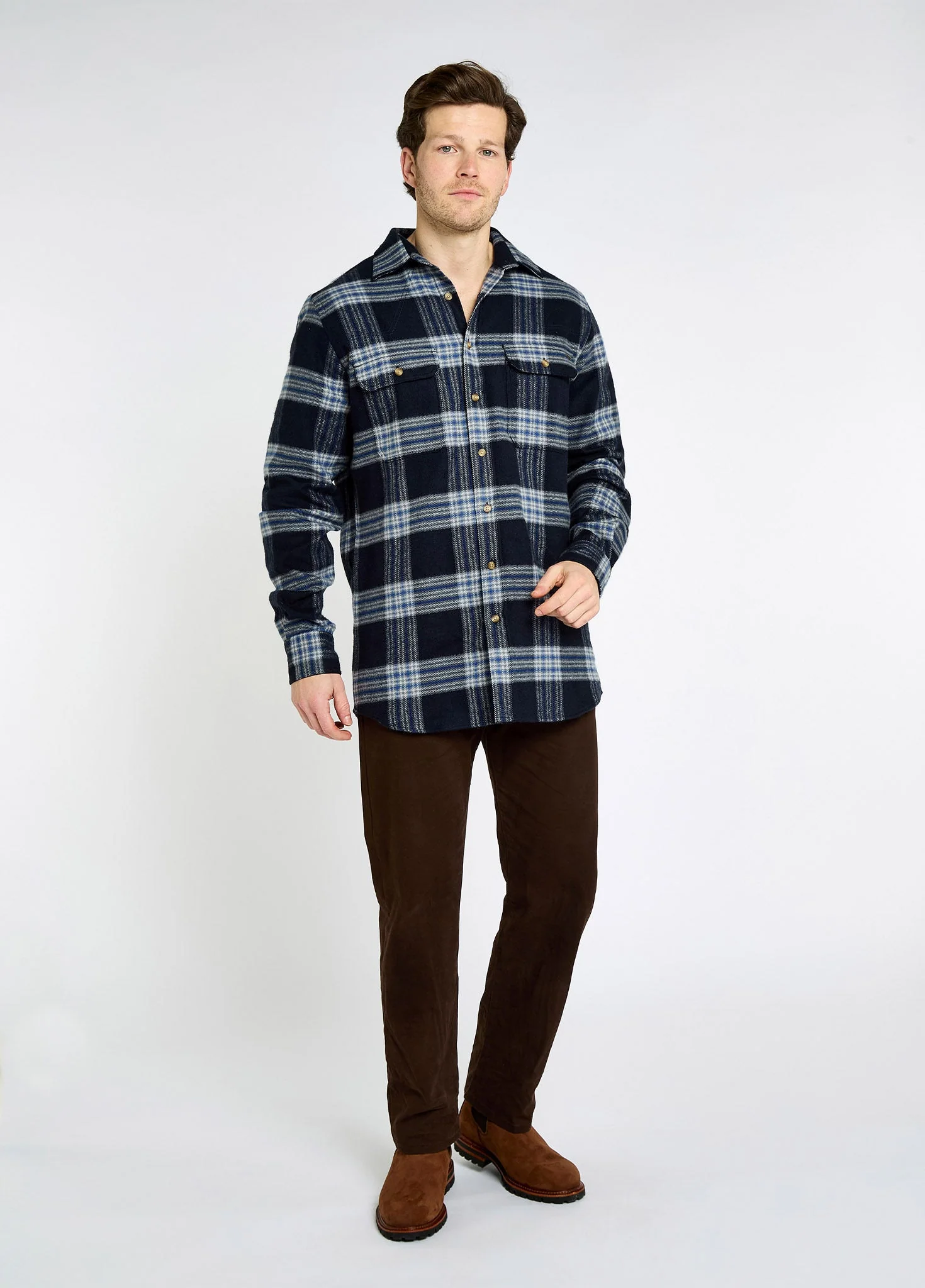 Townley Men’s hunting check shirt - Indigo - Image 2