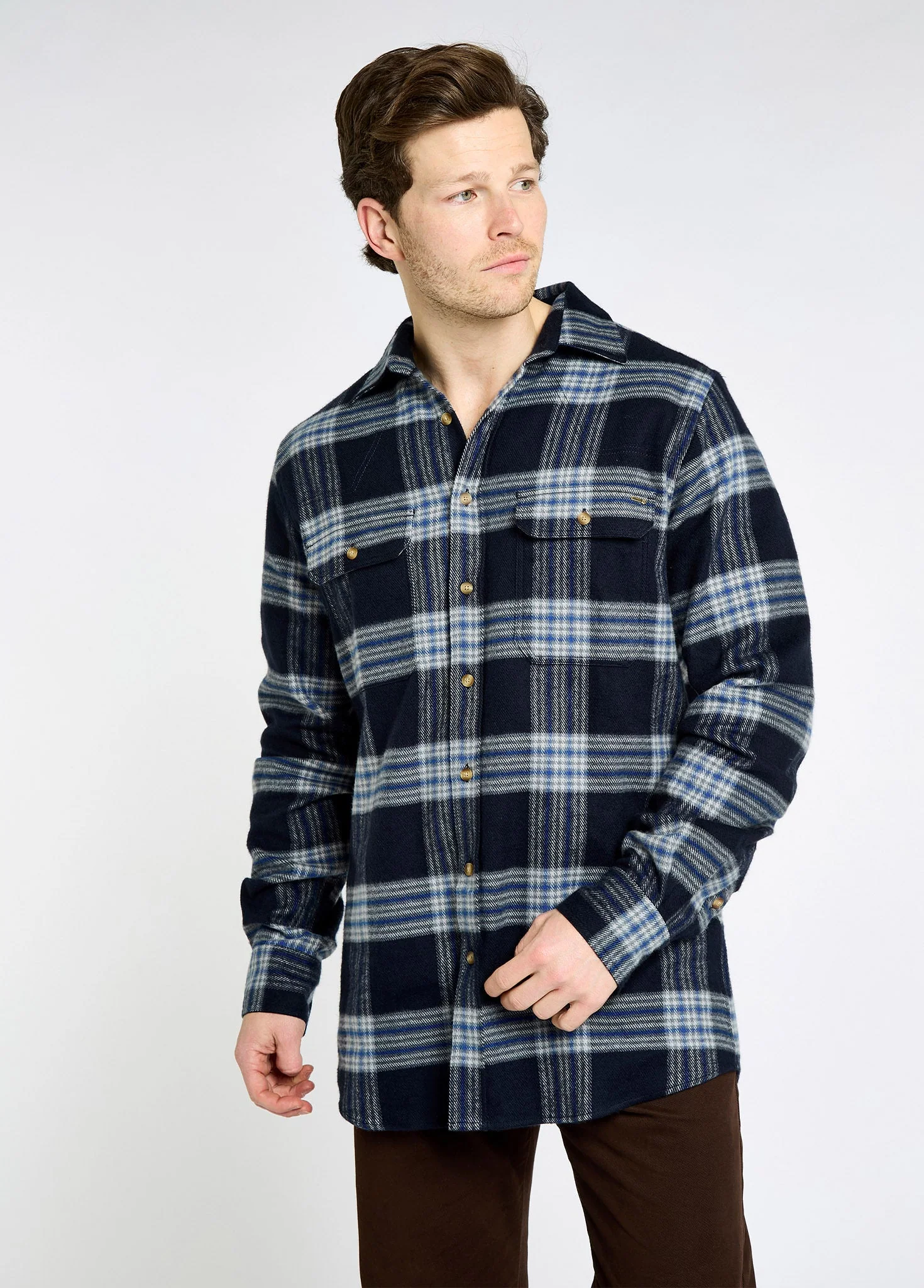 Townley Men’s hunting check shirt - Indigo - Image 4