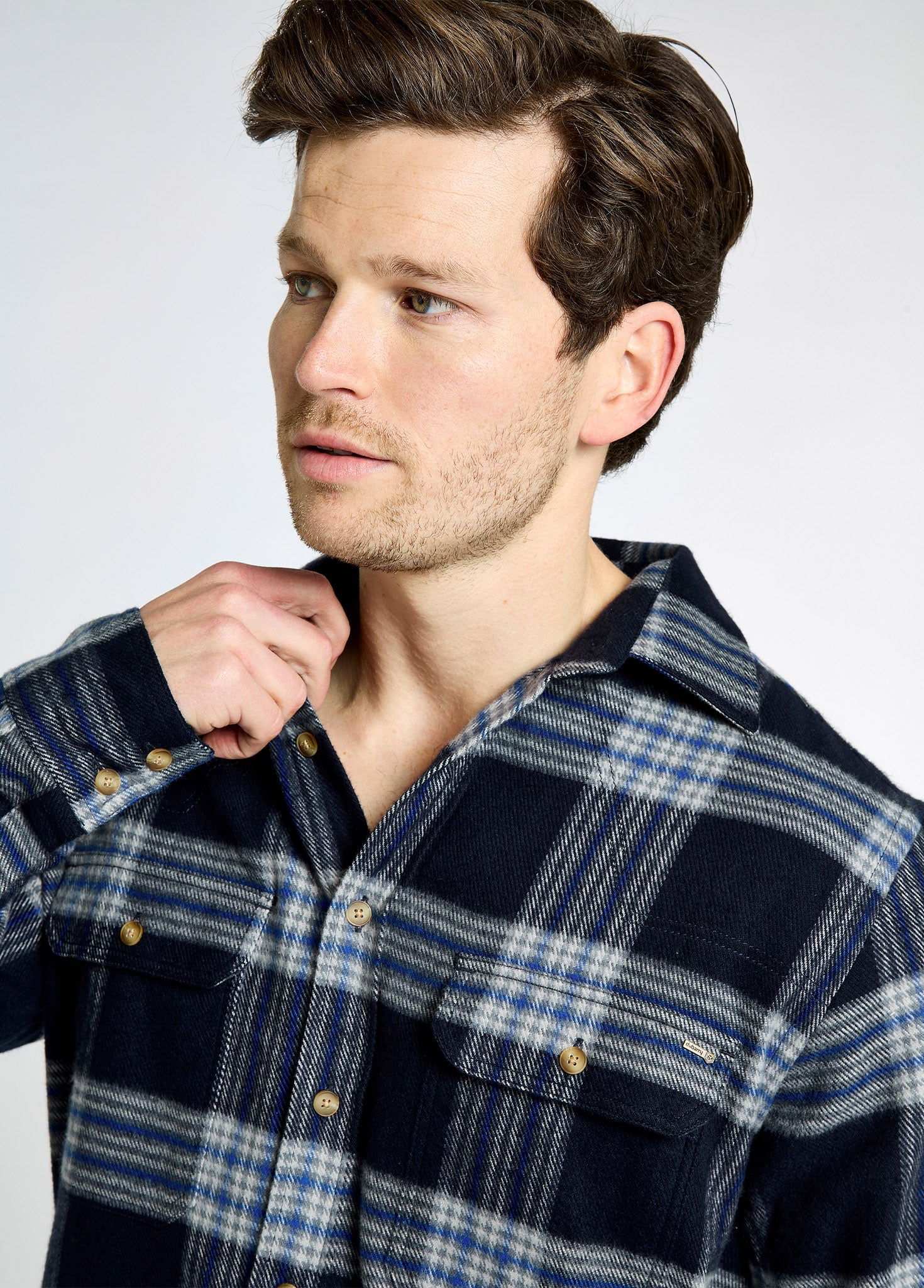 Townley Men’s hunting check shirt - Indigo - Image 5