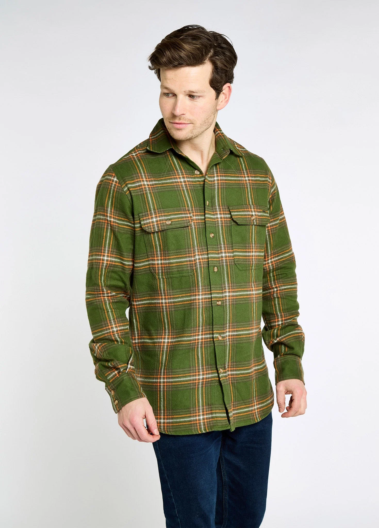 Townley Men’s hunting check shirt - Olive - Image 3
